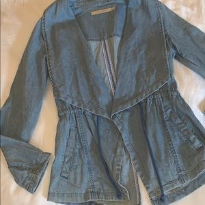 Chambray drape front cardigan